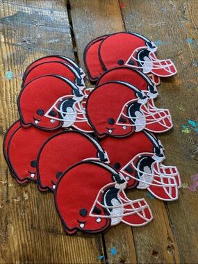Bundle of 13 Red Football Helmet Embroidered Patches